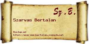 Szarvas Bertalan névjegykártya